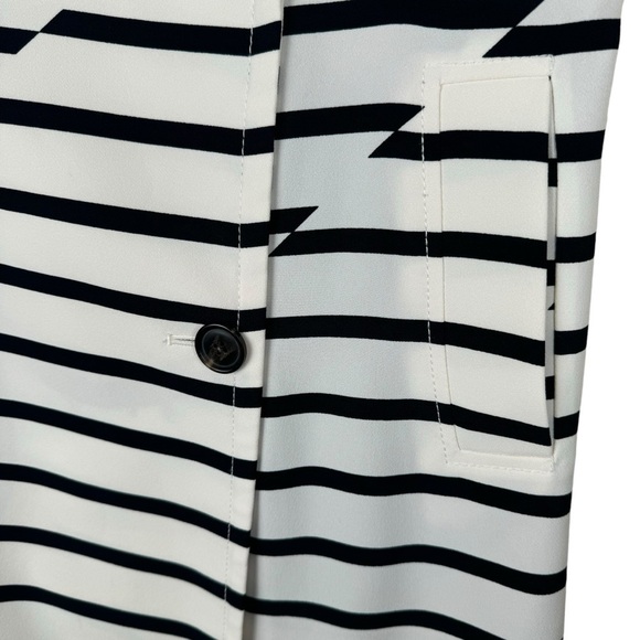 Madewell Women’s Parcel Striped Trench Coat Size XS Crepe White Black Collared - Picture 10 of 13